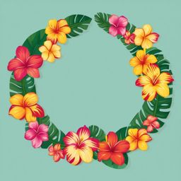 Hawaiian flower leis at a luau clipart  simple, 2d flat