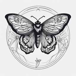 Halloween Moth Tattoo - Infuse spooky and festive vibes into your tattoo with a Halloween-themed design featuring a moth.  simple vector color tattoo, minimal, white background