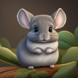 Chinchilla cartoon - small, fluffy rodent with soft fur  