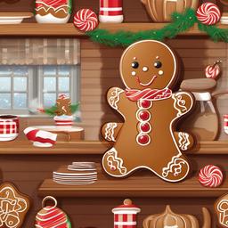 Gingerbread Man clipart - gingerbread man in a cozy kitchen setting  