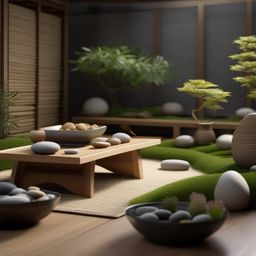 Zen Garden Retreat - Create a tranquil living room with the serenity of a zen garden. , living room decor ideas, multicoloured, photo realistic, hyper detail, high resolution,