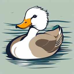 Duck clipart - Quacking duck swimming in a pond, ,vector color clipart,minimal