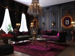 Gothic Victorian Opulence - Add a touch of gothic and Victorian opulence to your living room. , living room decor ideas, multicoloured, photo realistic, hyper detail, high resolution,
