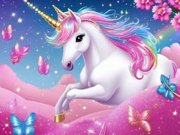 Glitter Girly Unicorn Wallpaper  