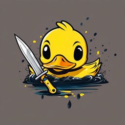 Cute yellow Duck with knife original , vector art, splash art, t shirt design