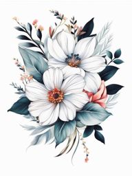 Floral wrist tattoo, Elegant and artistic wrist tattoos featuring flowers.  vivid colors, white background, tattoo design