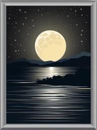 Moon clipart - moon reflecting on water at night  