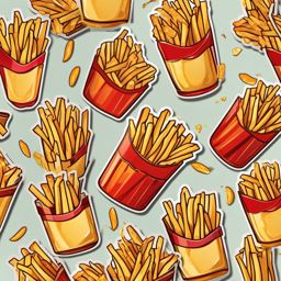 Fries Sticker - Crispy and golden, a side of fries to satisfy your savory cravings, , sticker vector art, minimalist design