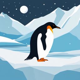 Penguin Clipart - Penguin waddling on the icy Antarctic landscape , minimal, 2d