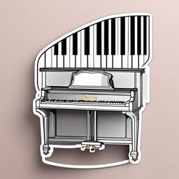 Piano Sticker - Elegant piano keys illustration, ,vector color sticker art,minimal