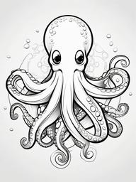 Octopus Coloring Pages - Octopus with a bright, cheerful smile  simple coloring pages