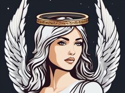 Angel Face Sticker - Angel face with a halo, ,vector color sticker art,minimal