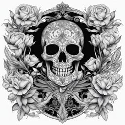 skeleton tattoo black and white design 