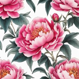Peony tattoo, Tattoos featuring the vibrant and delicate peony flower. colors, tattoo patterns, clean white background