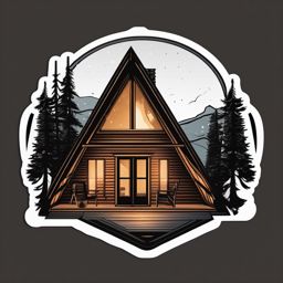 A-Frame Cabin Sticker - Celebrate the simplicity and architectural beauty of an A-frame cabin with this cozy sticker, , sticker vector art, minimalist design