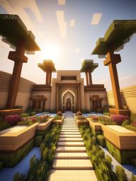 arabian palace in a vast desert oasis - minecraft house design ideas minecraft block style