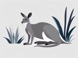 Gray Kangaroo Clip Art - Gray kangaroo resting in the shade,  color vector clipart, minimal style