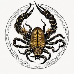 Scorpion Japanese Tattoo - Explore Japanese tattoo aesthetics with a scorpion design influenced by traditional Japanese art.  simple vector color tattoo,minimal,white background