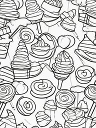 Candy Coloring Pages - Halloween Treats in Trick-or-Treat Bags  minimal black outline printable sheet, coloring page