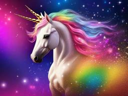 Glitter Rainbow Unicorn Background  