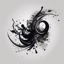 Abstract black flag swirls ink. Whimsical rebellion dance.  minimal color tattoo design