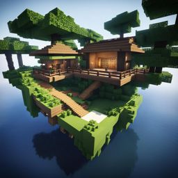 floating island retreat with levitating walkways - minecraft house design ideas 