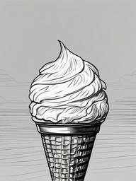 drawing of an ice cream cone in the sun  minimal rough sketch scribbles,doodles,black and white