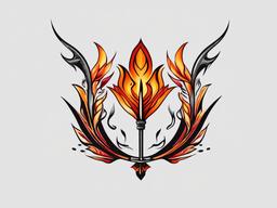 fire arrow tattoo  simple color tattoo,white background