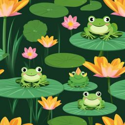 Frog Clipart - Frog leaping from lily pad to lily pad , minimal, 2d