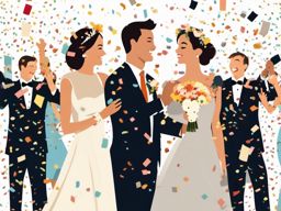 Wedding Confetti clipart - Throwing confetti at the newlyweds, ,vector color clipart,minimal