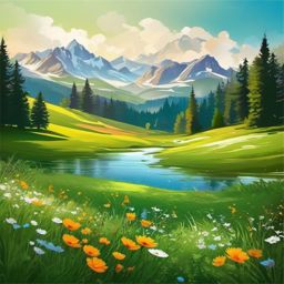 Beautiful Background - Idyllic Alpine Meadow Landscape, Nature's Perfection  intricate patterns, splash art, wallpaper art