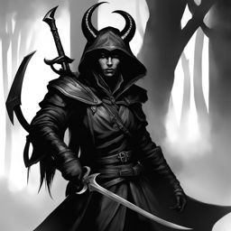enigmatic tiefling rogue in the shadows - paint an enigmatic tiefling rogue lurking in the shadows, ready to strike with stealth and cunning. 