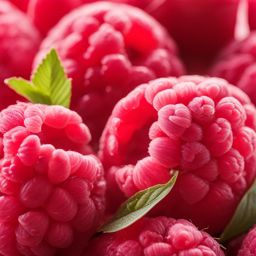 a scoop of velvety raspberry sorbet, bursting with the vibrant flavor of ripe raspberries. 