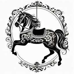 Carousel Horse Tattoo - Embrace the nostalgic charm of carousels with a carousel horse tattoo, featuring the whimsical and decorative nature of these carousel animals.  simple tattoo,minimalist,white background