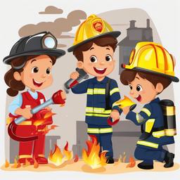 Fire Fighter clipart - kids learning fire safety  vector clipart