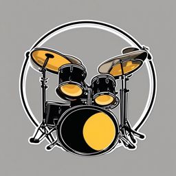 Bass Drum Sticker - Anchoring the rhythm with the booming beats of the bass drum, , sticker vector art, minimalist design