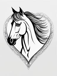 horse in heart tattoo  simple tattoo,minimalist,white background