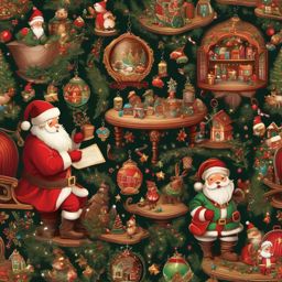 Santa's Magical Workshop Cute Christmas Wallpaper intricate details, patterns, wallpaper photo