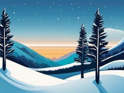 Winter landscape sticker- Frosty and serene, , sticker vector art, minimalist design