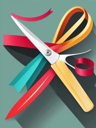 Scissors clipart - scissors cutting a piece of ribbon for a gift  color,minimalist,vector clipart