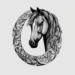 tattoo horse shoe  simple color tattoo,minimal,white background