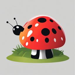 Ladybird clipart - ladybird resting on a colorful mushroom  color,minimalist,vector clipart