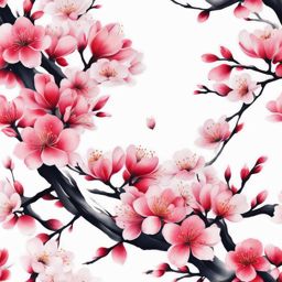 Sakura tattoos, Tattoos inspired by the iconic and elegant Japanese cherry blossoms.  vivid colors, white background, tattoo design