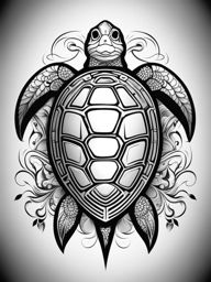 turtle tattoo black and white design 