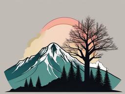 mountain and tree tattoo  simple vector color tattoo