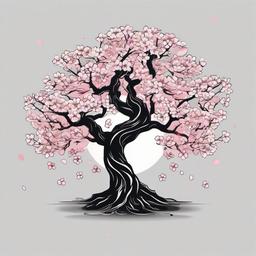 cherry blossom tree tattoo black and white  simple vector color tattoo