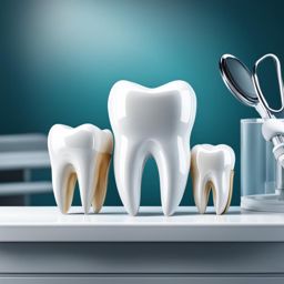 tooth clipart - a gleaming, pristine tooth, showcased in a dental clinic's spotless examination room 