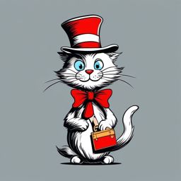 Clip art cat in the hat, The Cat in the Hat bringing his whimsical charm.  simple, 2d flat