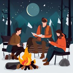 Campfire Stories clipart - Sharing stories by the campfire's warmth., ,vector color clipart,minimal