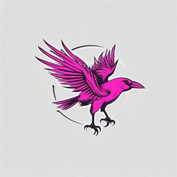 minimalist PINK crow tattoo  simple vector color tattoo  minimalist design, white background, professional color logo vector art